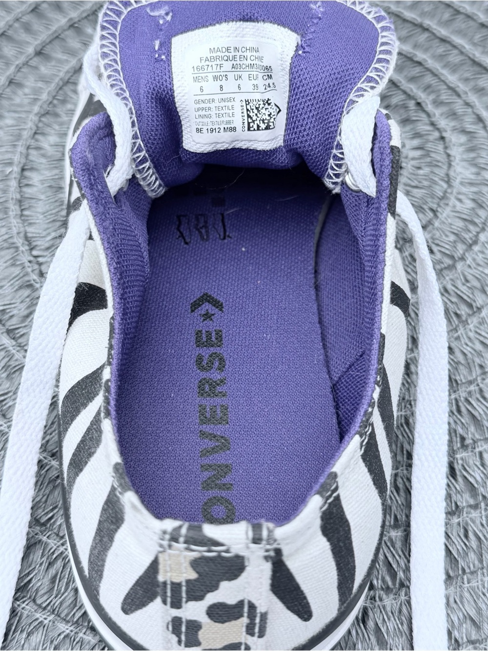 Converse Low-Top  Tiger Canvas Sneakers in Black, White & Purple - Picture 4 of 7